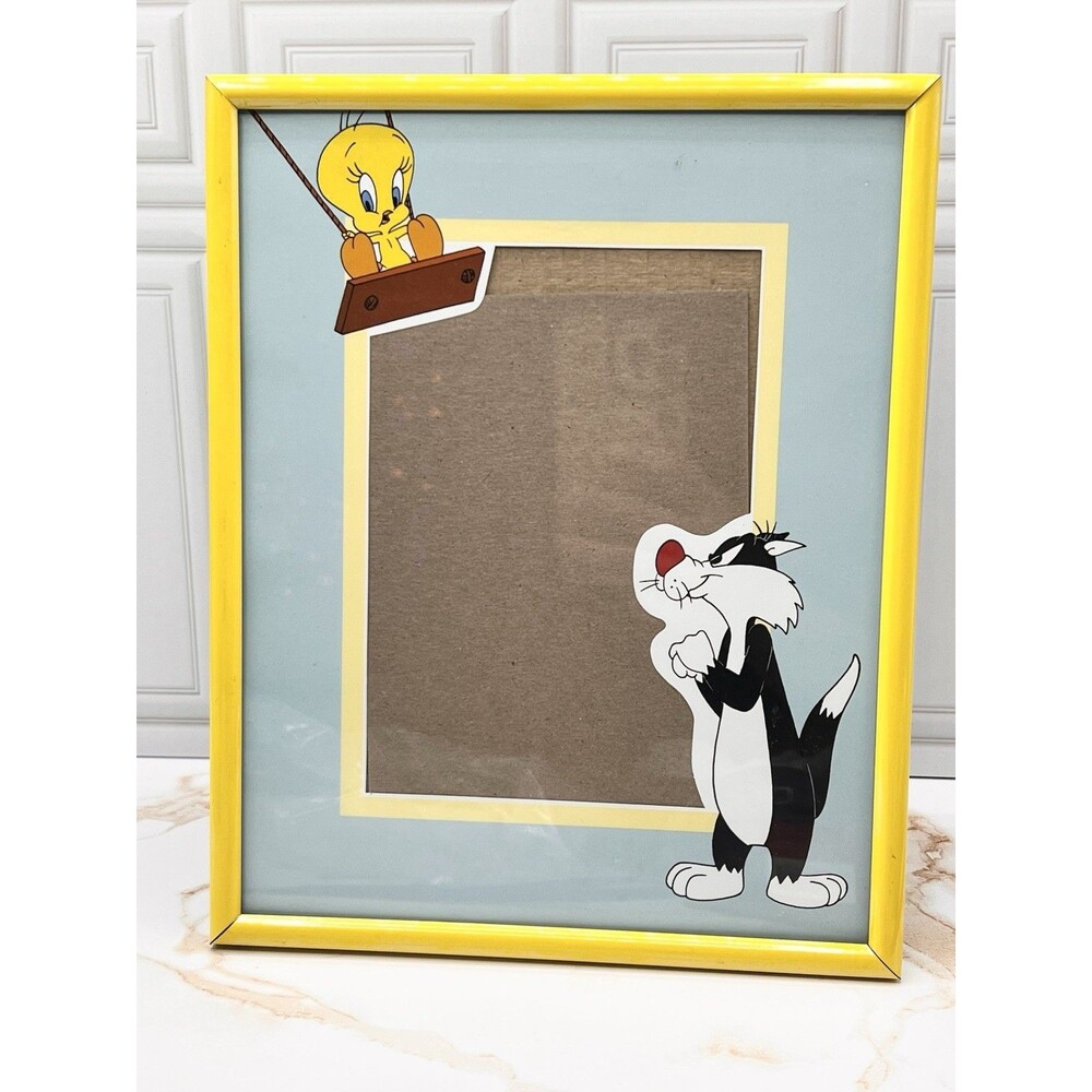 Y2K 1990s Looney Tunes Tweety Bird Sylvester Yellow 8x10 Photo Frame Kidcore